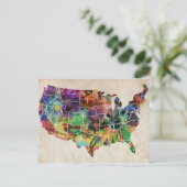 US Waterverf Map Briefkaart (Staand voorkant)