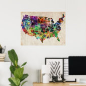 US Waterverf Map Poster (Thuiskantoor)