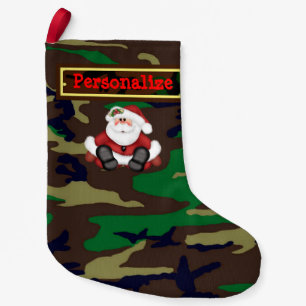 US Woodland Camo Christmas Stocking w / Santa Clau Kleine Kerstsok