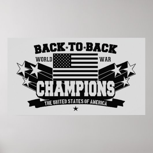 US World War Champions Black & White Poster (Voorkant)
