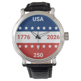 USA 1776 2026 250th Anniversary Red White Blue Horloge