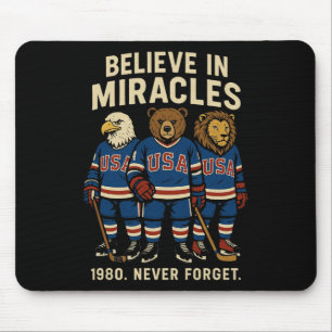 Usa 1980 IJshockey Retro Dieren Muismat