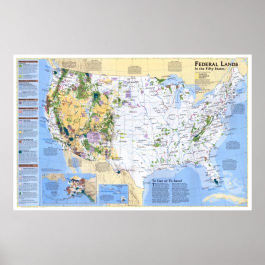 " USA: 1996/Today - Federal Lands Map... Poster (Voorkant)