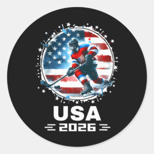 Usa 2026 Hockey Amerikaanse Vlag Vrouwen Mannen Ki Ronde Sticker