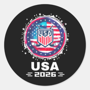 Usa 2026 Hockey Amerikaanse Vlag Vrouwen Mannen Ki Ronde Sticker