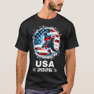 Usa 2026 Hockey Amerikaanse Vlag Vrouwen Mannen Ki T-shirt