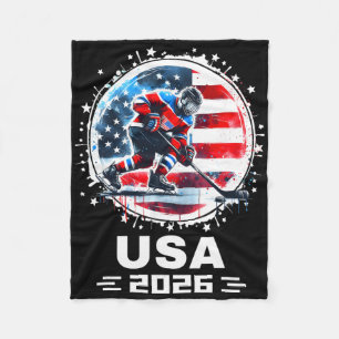 Usa 2026 Hockey Shirt Voor Mannen Vrouwen Kinderen Fleece Deken