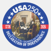 USA 250 - 1776-2026 - Declaration of Independence Ronde Sticker (Voorkant)