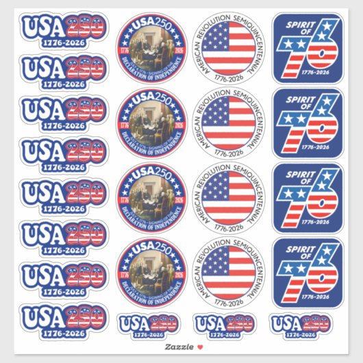 USA 250 - America's 250th Assorted Sticker (Vel)