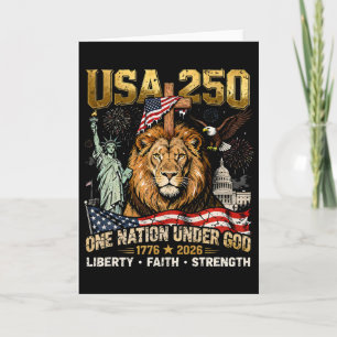 Usa 250 Eén natie onder God Leeuw Vrijheid Geloof Kaart