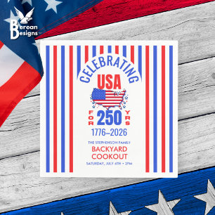 USA 250 Jaar BBQ Picknick vieren 4 juli Servet