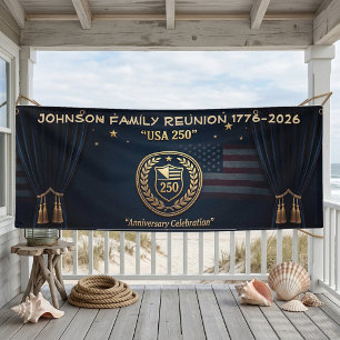 USA 250-jarig jubileum erfgoedembleem familiereüni Spandoek