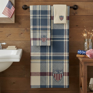 USA 250 Motif Plaid Américain Bouclier ID1301