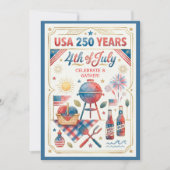 USA 250 Years 4th of July BBQ Invitation (Devant)