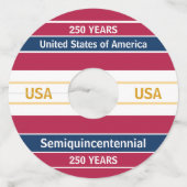 USA 250 Years Semiquincentennial Patriotic Stripes Wijnglaslabel (Voorkant)