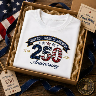 USA 250e Verjaardag Bruisende Stijl Patriottisch T-shirt