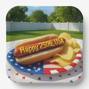 USA 250e verjaardag Hotdog Papieren Bordje