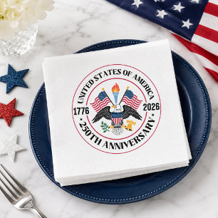 USA 250e verjaardag Patriotische Adelaar Zegel Servet