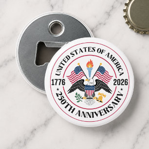 USA 250e verjaardag Patriottische Adelaar Embleem Button Flesopener