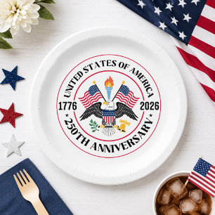 USA 250e verjaardag Patriottische Adelaar Embleem Papieren Bordje