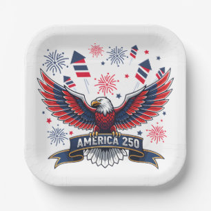 USA 250e verjaardag Patriottische Adelaar Vuurwerk Papieren Bordje