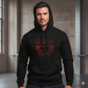 USA 250e verjaardag Skelet Hart 1776 Hoodie