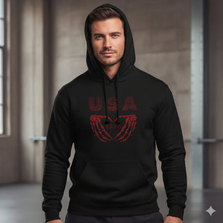 USA 250e verjaardag Skelet Hart 1776 Hoodie