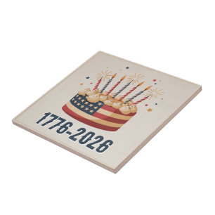 USA 250e verjaardag Vlag Cake Souvenir 1776–2026 Tegeltje