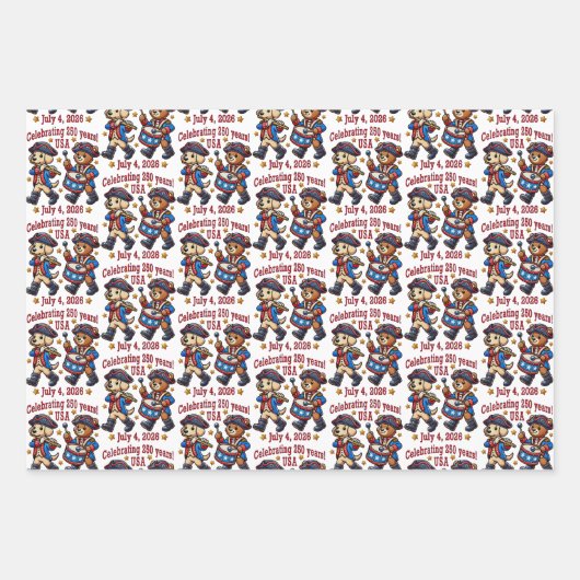 USA 250ste Jubileum Souvenir - Patriottisch Inpakpapier Vel (Voorkant 2)