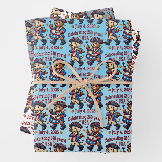 USA 250ste Jubileum Souvenir - Patriottisch Inpakpapier Vel (In situ)