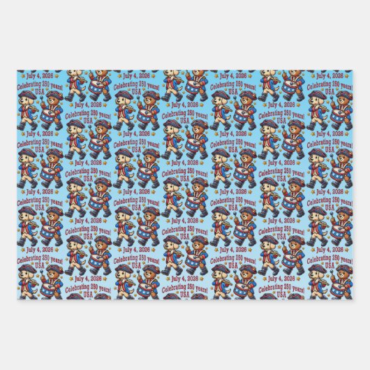 USA 250ste Jubileum Souvenir - Patriottisch Inpakpapier Vel (Voorkant)