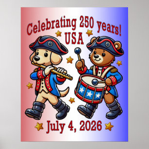 USA 250ste Jubileum Souvenir - Patriottisch Poster