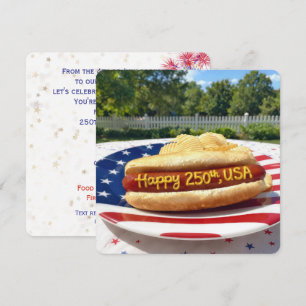 USA 250ste verpartij Hotdog Kaart