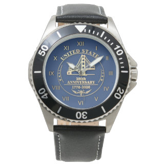 USA 250th Anniversary Golden Gate Gold Roman Nb Horloge