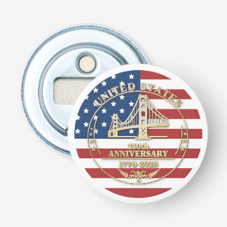 USA 250th Anniversary Golden Gate Patriotic Flag  Button Flesopener