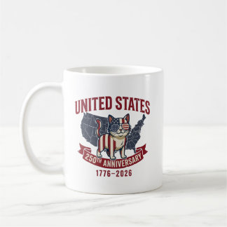 USA 250th Anniversary  Patriotic Cat American Flag Koffiemok