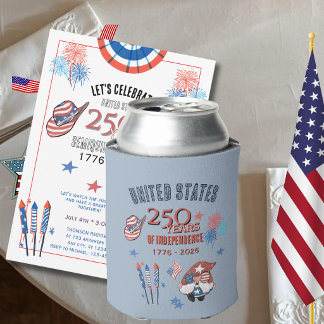 USA 250th Anniversary Patriotic Gnome Can Cooler 