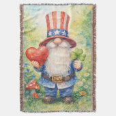 USA 250th Anniversary Patriotic Gnome Heart Shamro Deken (Voorkant Verticaal)