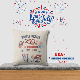 USA 250th Anniversary Patriotic Gnome Throw Pillow Kussen