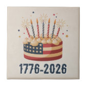 USA 250th Flag Cake Keepsake 1776–2026 Tegeltje (Voorkant)