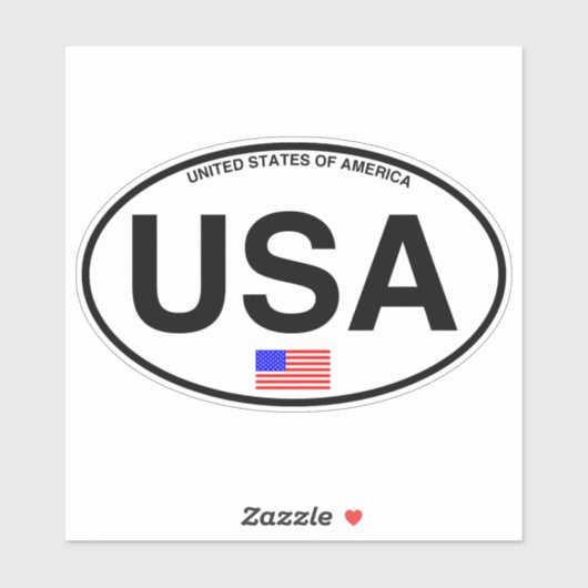 USA America Code pays Sticker ovale (Feuille)