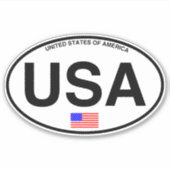USA America Code pays Sticker ovale (Devant)