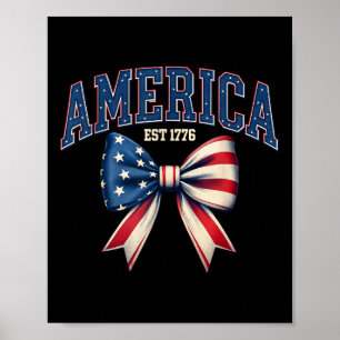 USA America Est 1776 Coquette Bow Amerikaanse Vlag Poster