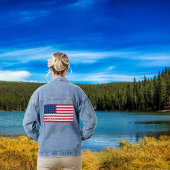 USA America Flag Patriottisch Huis van de Dappere  Denim Jacket