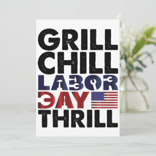 Usa America Grill Chill Labor Day Thrill BBQ Feest Kaart