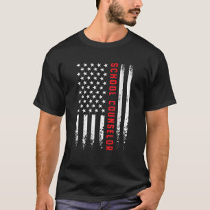 USA America Vlag School Counselor Begeleiding 4e v T-shirt