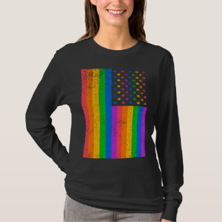 USA American Distressed Grunge LGBTQ Ally Gay Prid T-shirt