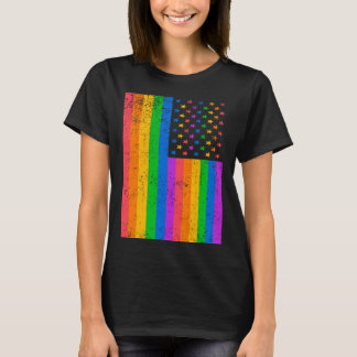 USA American Distressed Grunge LGBTQ Ally Gay Prid T-shirt