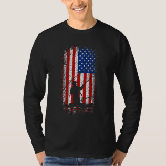 Usa American flag 4th of july fly fishing T-shirt