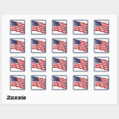 USA American Flag Square Sticker – Blue Border  (Feuille)